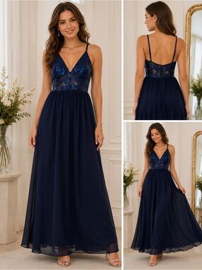 PromGirl Navy Sequin Maxi Dress